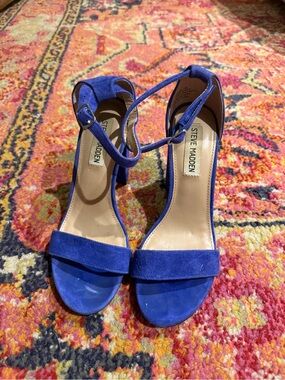 Steve Madden Cobalt Suede Ankle-Strap Block Heels